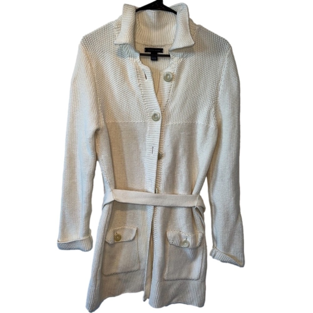 Tommy Hilfiger Cream Long Cardigan Sweater Size Medium